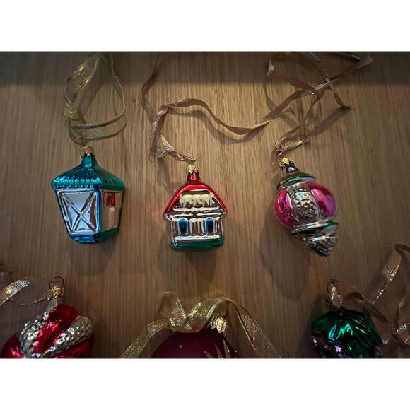 6 Vintage Hand Blown Glass Random Ornaments House Grape Light Etc - Picture 3 of 7